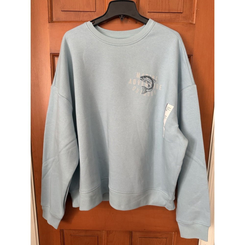 Men's Original Use Blue Marine Adventure Outdoor Crewneck Fleece Sweatshirt XL